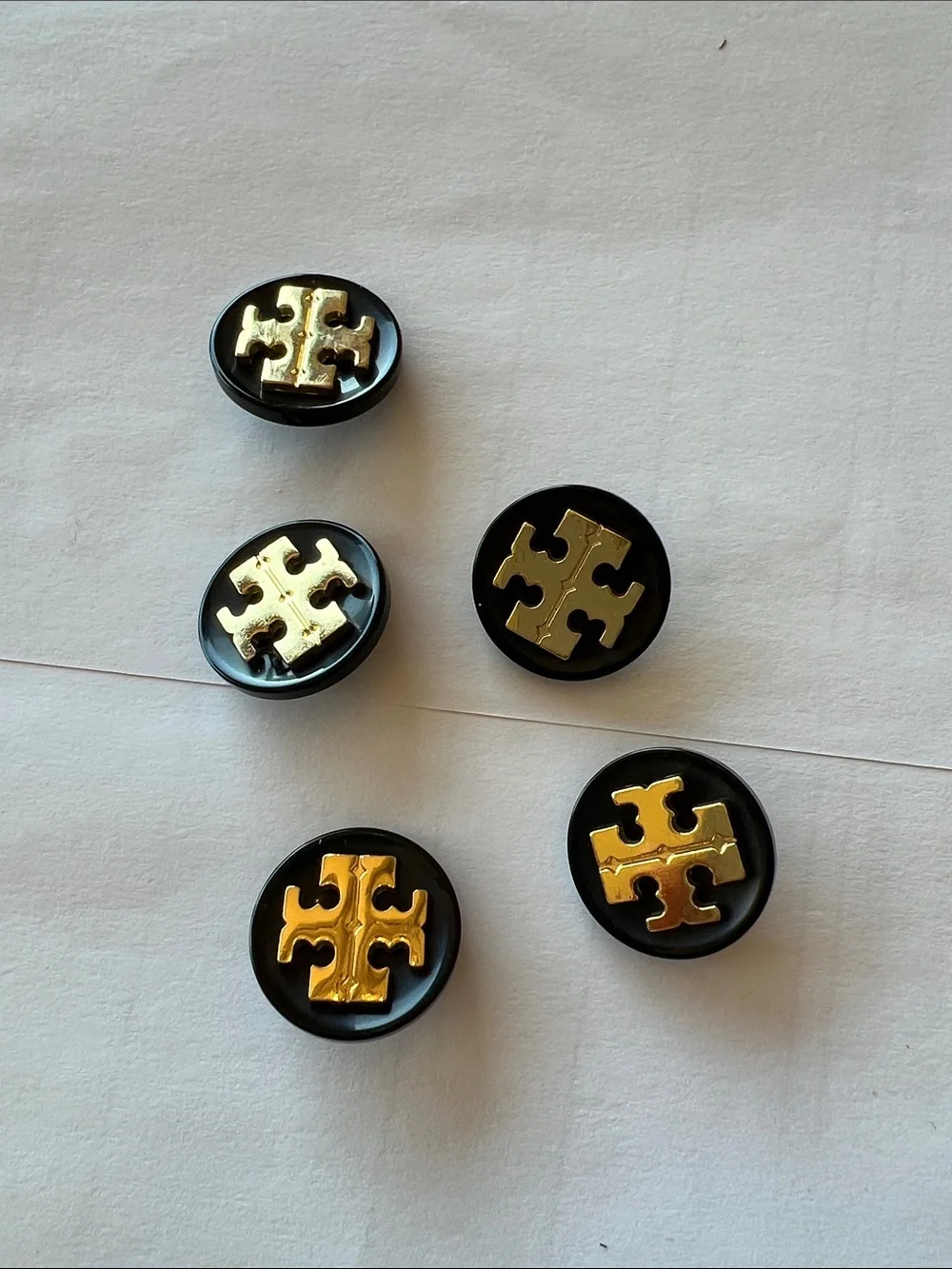 Gold Emblem Black Round Metal Buttons - Pack of 5